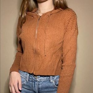 rust orange/brown sweater zip-up hoodie